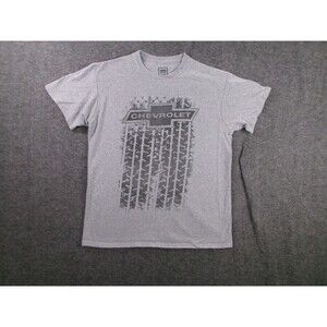 Chevrolet Shirt Men Medium Gray GM Official Tire Marks Tuck Causal Chevy